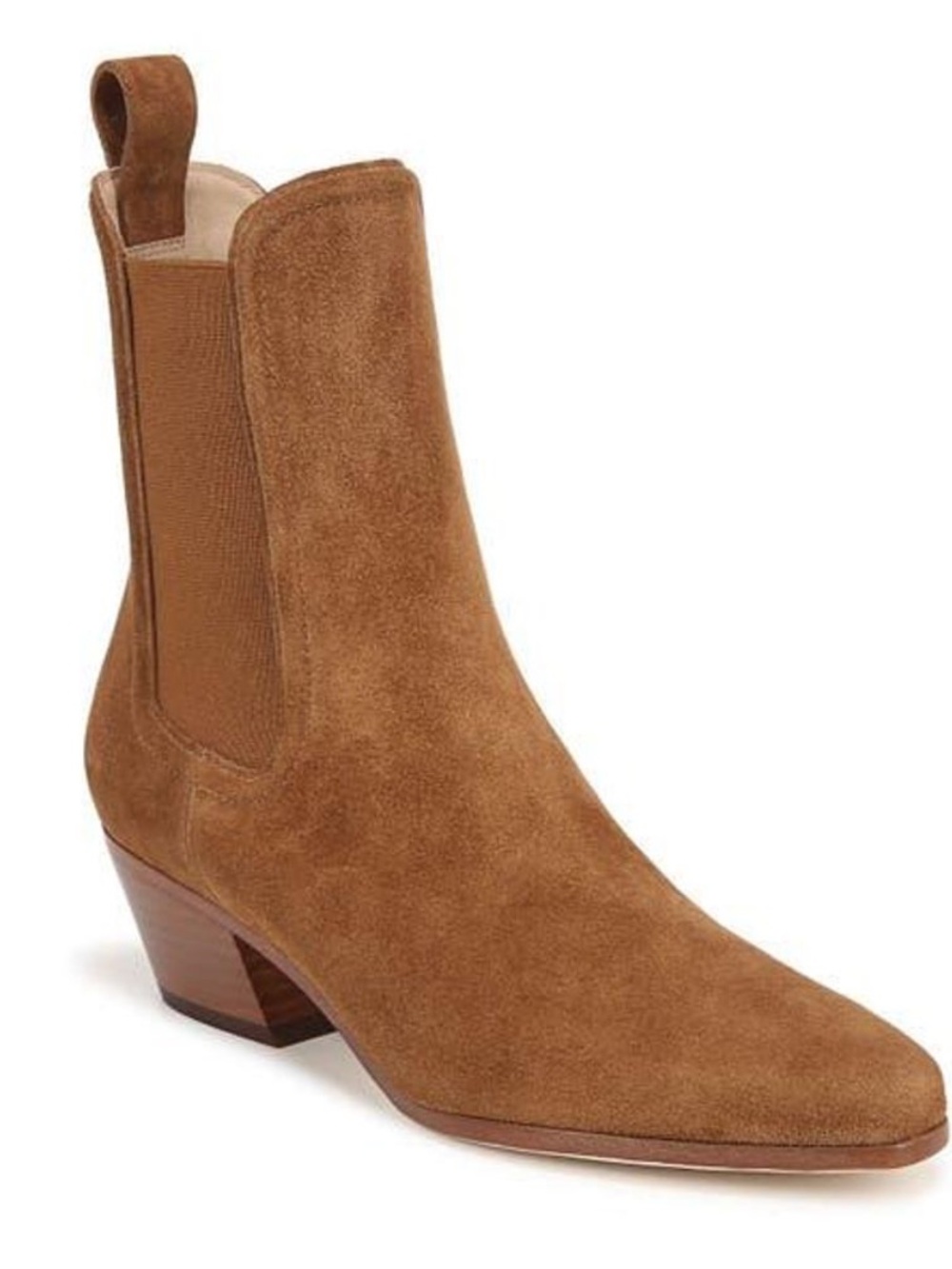 Veronica Beard Suede Chelsea Ankle Boot in Cognac